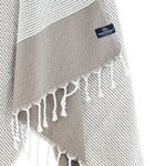 Turkish Towel, Beach Bath Towel, Moonessa Milan Series, Handwoven, Combed Natural Cotton, 410g, Mocha, hanging close-up