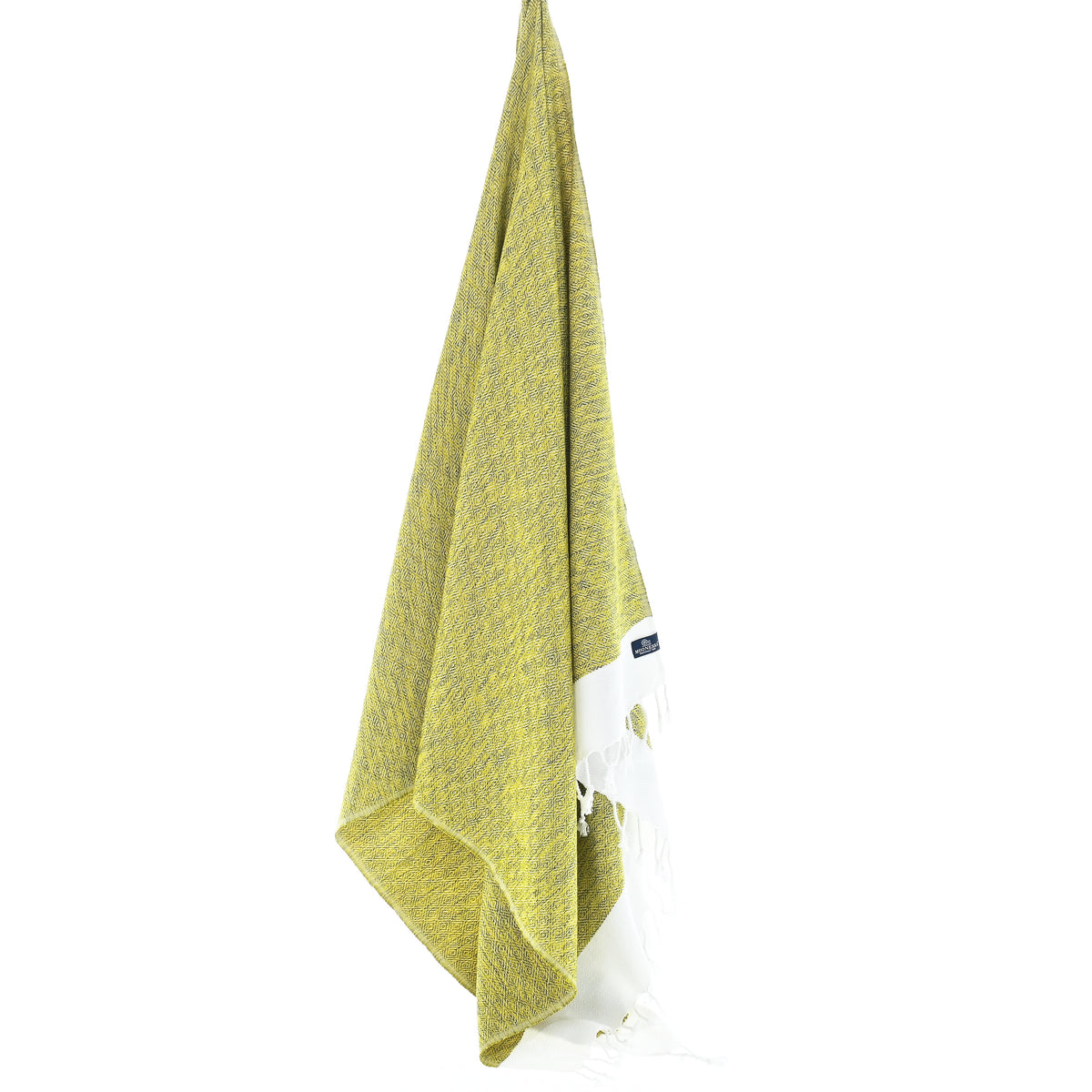 Turkish Towel, Beach Bath Towel, Moonessa Madrid Series, Handwoven, Combed Natural Cotton, 420g, Mustard, hanging