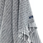 Turkish Towel, Beach Bath Towel, Moonessa Nairobi Series, Handwoven, Combed Natural Cotton, 470g, Black-Grey, hanging close-up