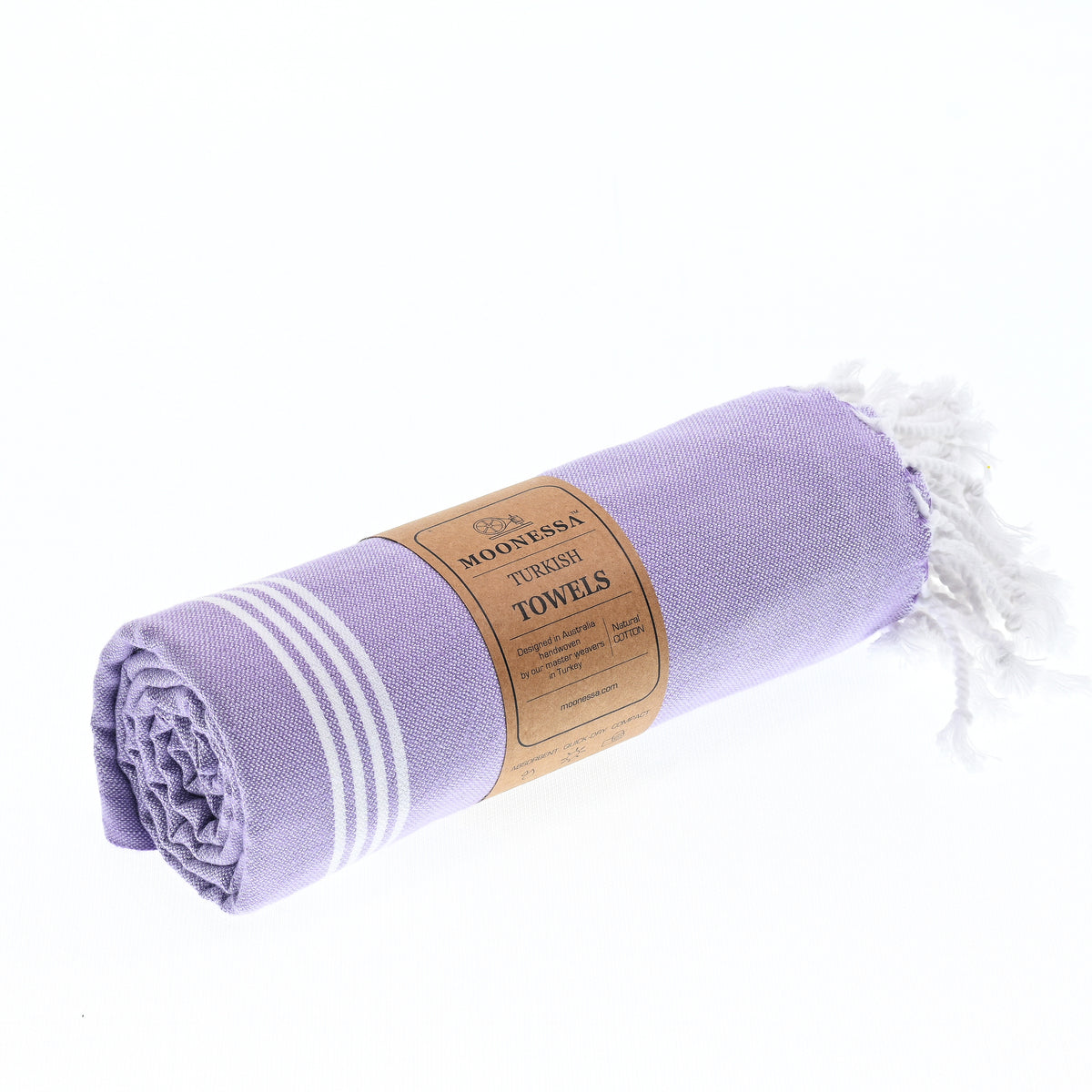 Turkish Towel, Beach Bath Towel, Moonessa Buldan Series, Handwoven, Combed Natural Cotton, 330g, Lilac, roll