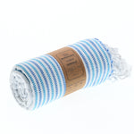 Turkish Towel, Beach Bath Towel, Moonessa Gold Coast Series, Handwoven, Combed Natural Cotton, 420g, Ocean Blues, roll