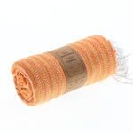 Turkish Towel, Beach Bath Towel, Moonessa Nairobi Series, Handwoven, Combed Natural Cotton, 470g, Orange-Yellow, roll