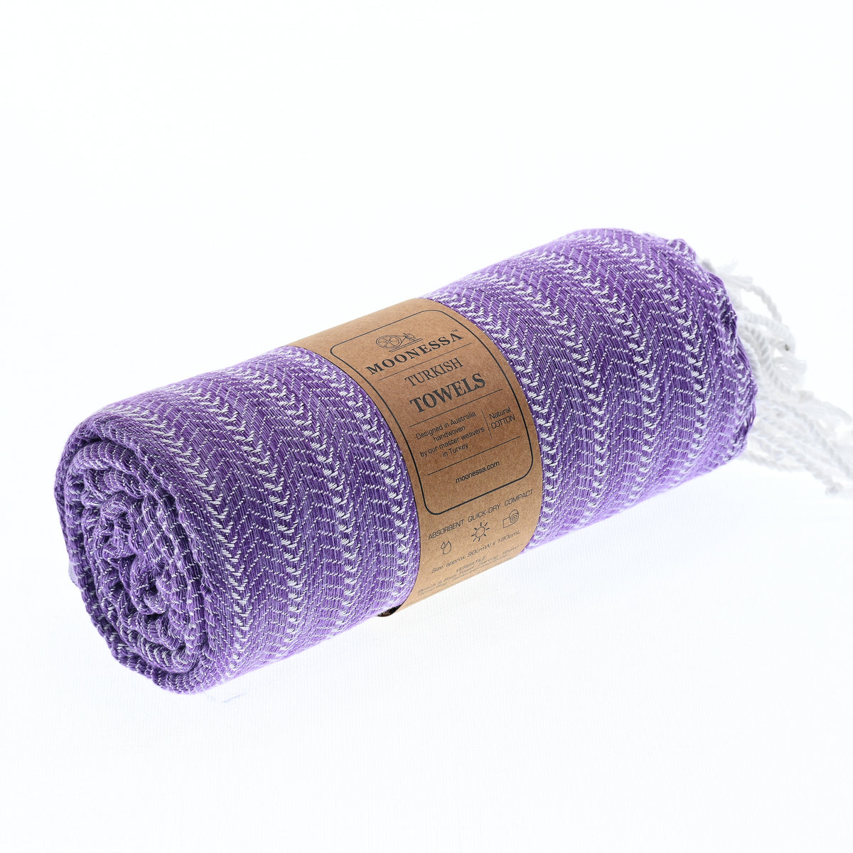 Turkish Towel, Beach Bath Towel, Moonessa Nairobi Series, Handwoven, Combed Natural Cotton, 470g, Purple-Lilac, roll